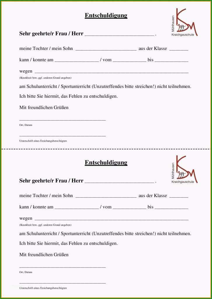 entschuldigung frr schule wegen krankheit entschuldigung schule vorlage pdf free vorlagen