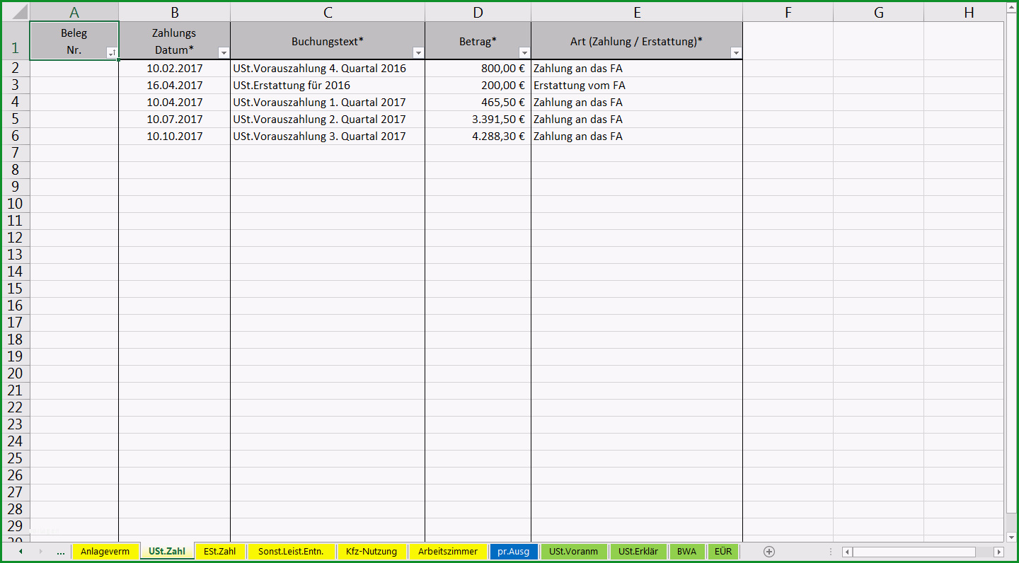 einnahmenueberschussrechnung vorlage excel openoffice