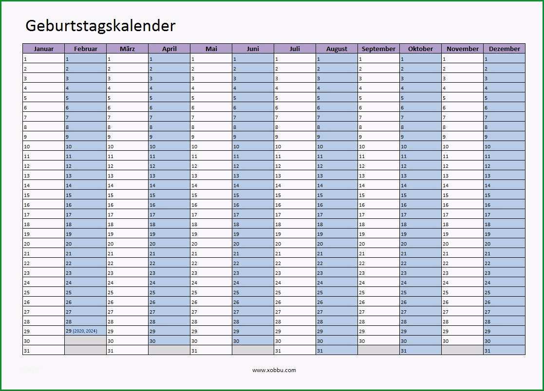 geburtstagskalender zum ausdrucken