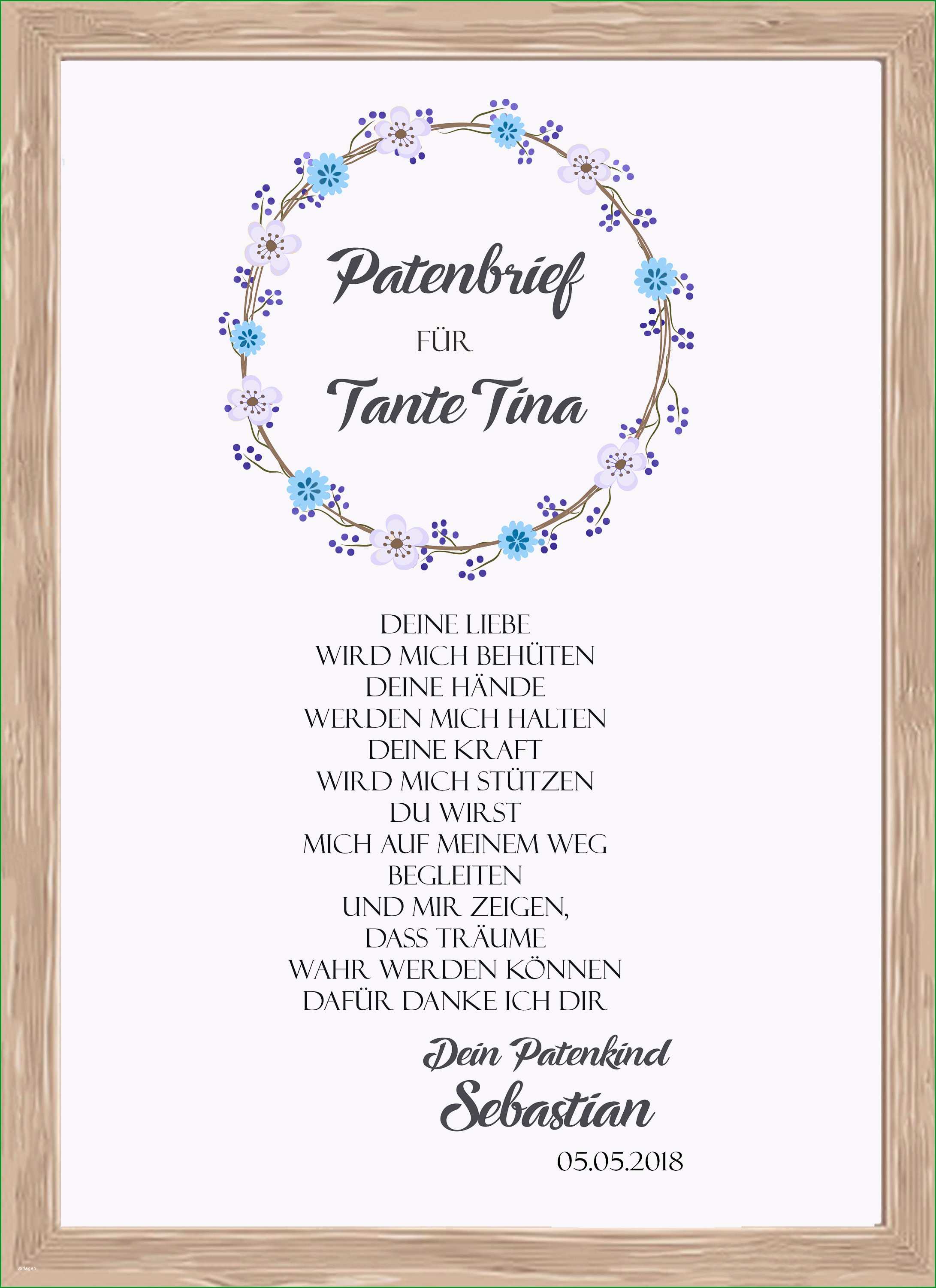 geschenk fur paten patentante patenbrief