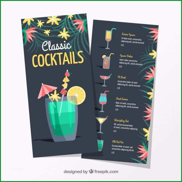 Großartig Klassische Cocktailkarte Vorlage