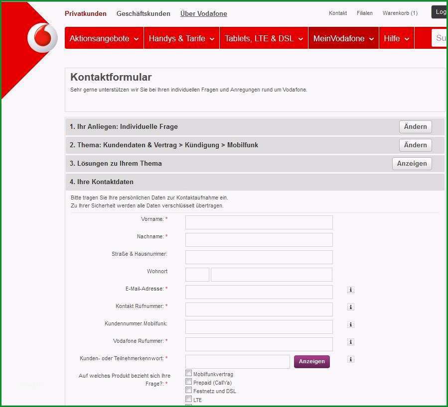 kundigung vodafone vorlage pdf