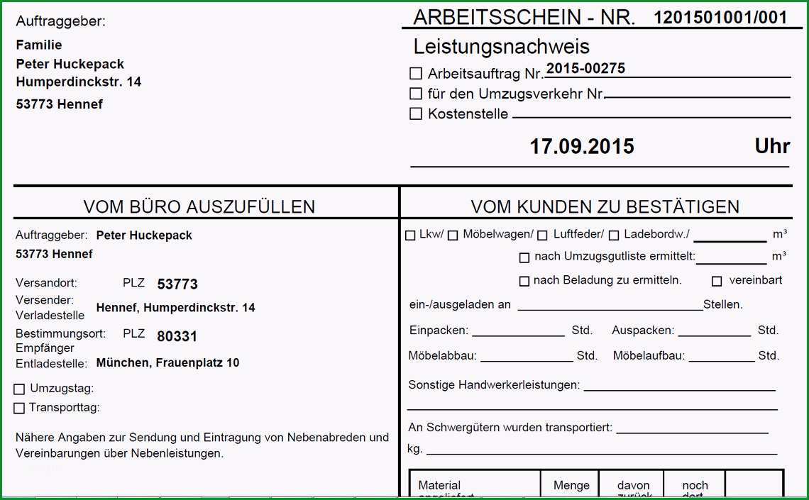 arbeitsschein