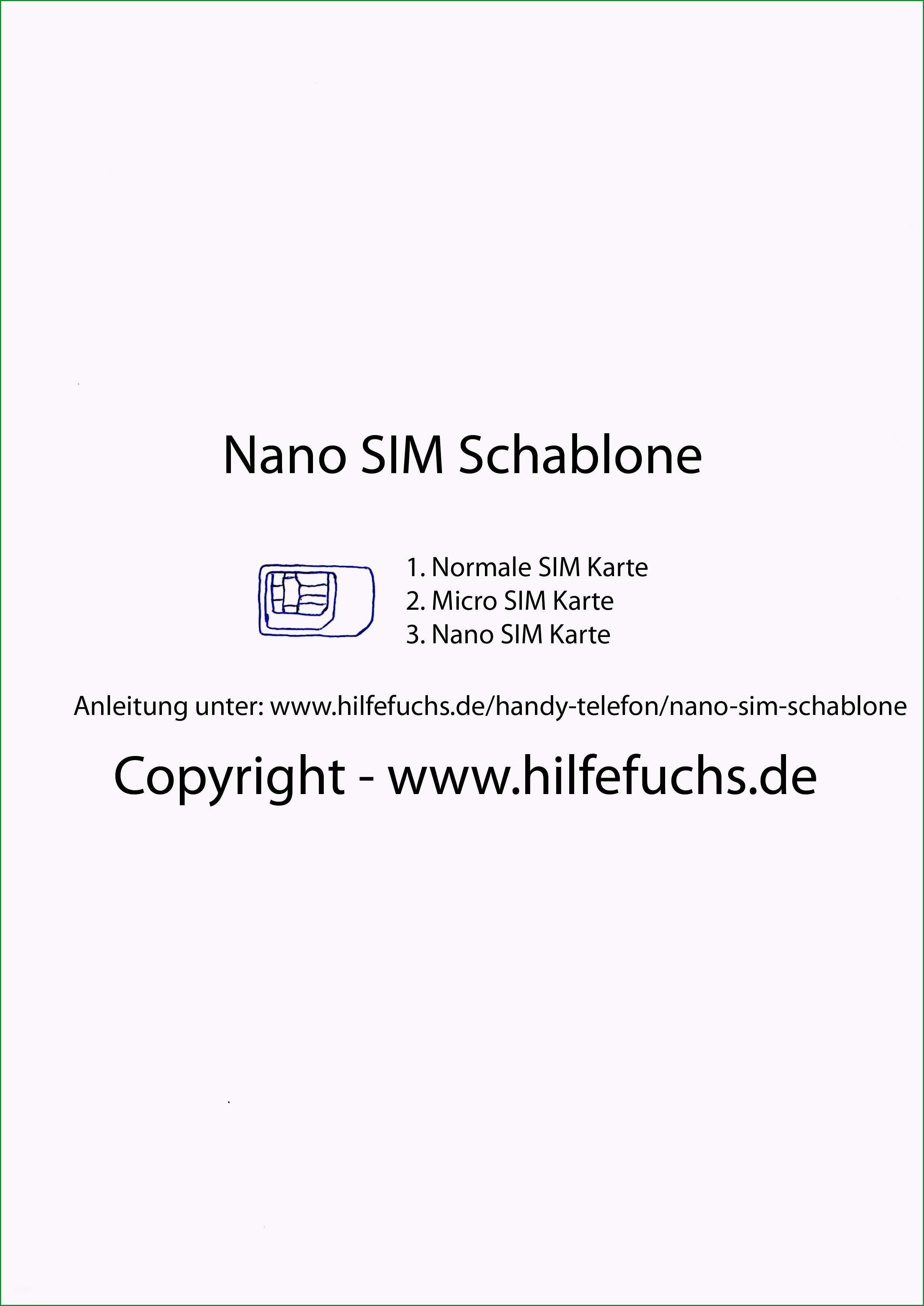 nano sim schablone