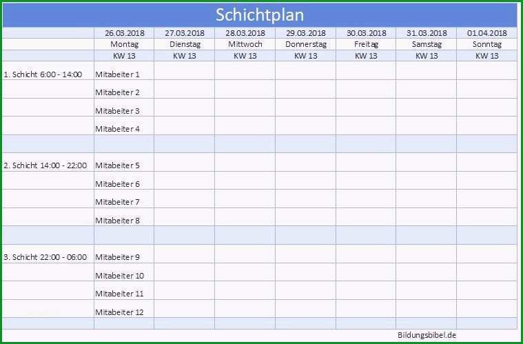 4 schichtplan muster