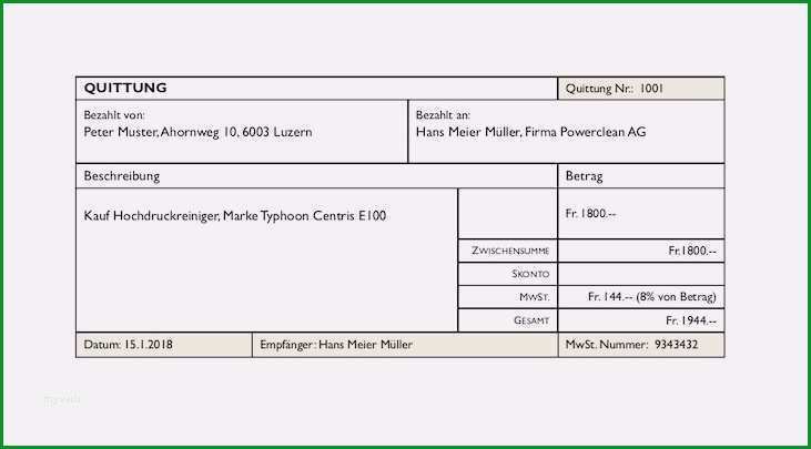 quittung ohne mwst vorlage einzigartig quittungsvorlage schweiz gratis herunterladen vorlage