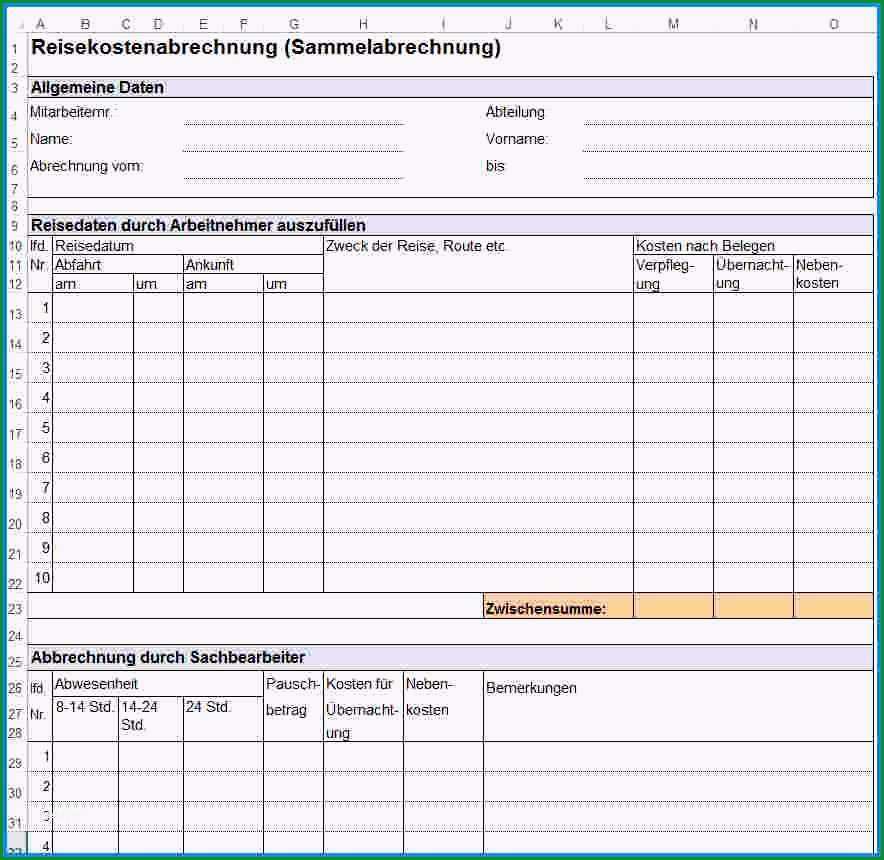 reisekostenabrechnung vorlage excel erstaunlich 6 reisekostenabrechnung formular excel kostenlos