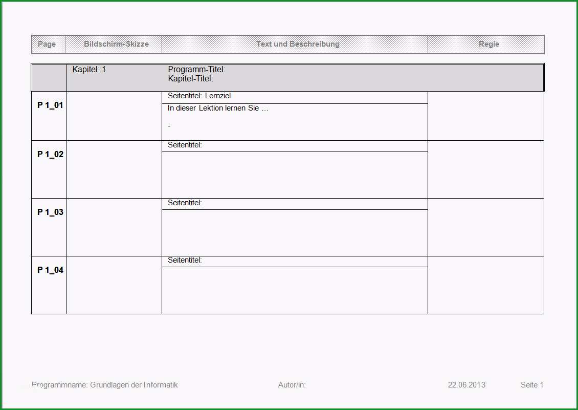 storyboard vorlage