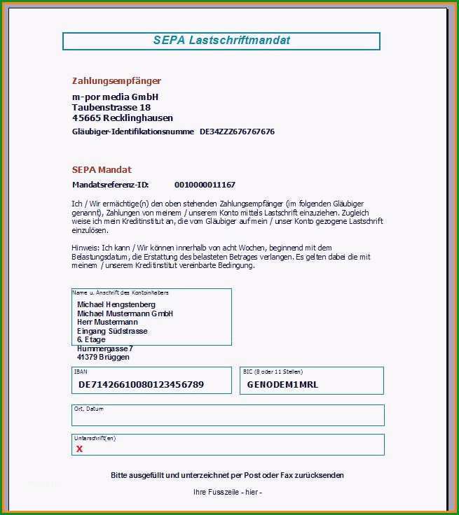 sepa lastschriftmandat vorlage inspirierend sepa lastschrift vorlage