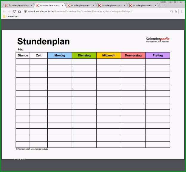 stundenplan vorlage excel