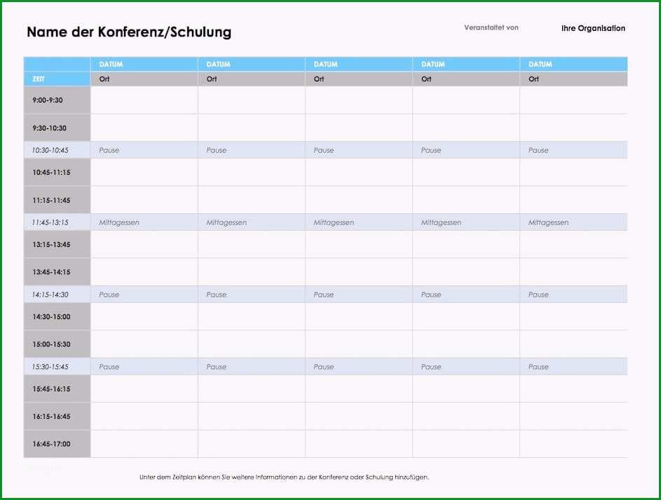 zeitplan vorlage