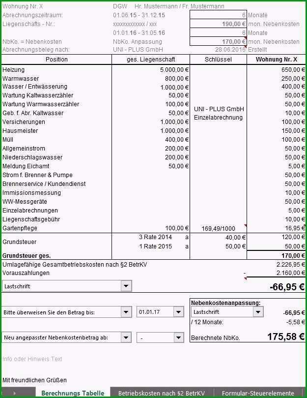 12 nebenkostenabrechnung vermieter vorlage