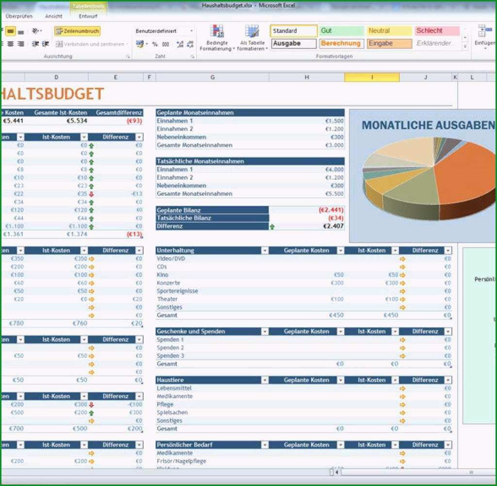 15 vorlage haushaltsbuch excel