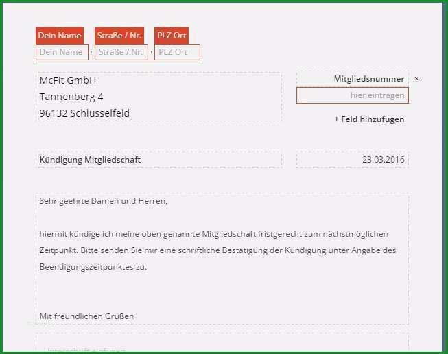 vorlage kundigung fitnessstudio