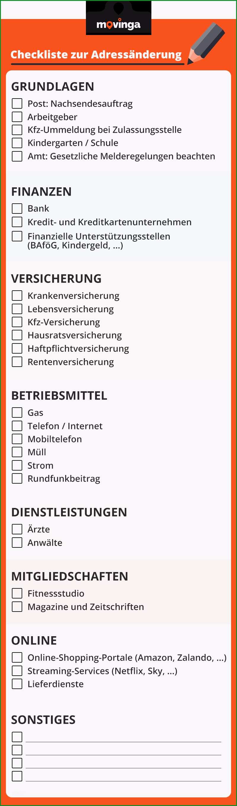 adressanderung umzug vorlage ihre checkliste zur adressanderung beim umzug pdf zum