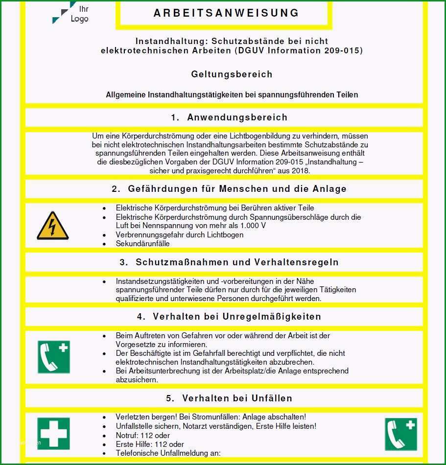 arbeitsanweisung muster kostenlos