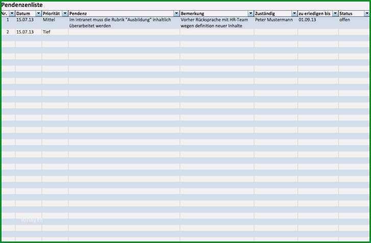 besprechungsprotokoll vorlage excel hubsch pendenzenliste excel vorlage