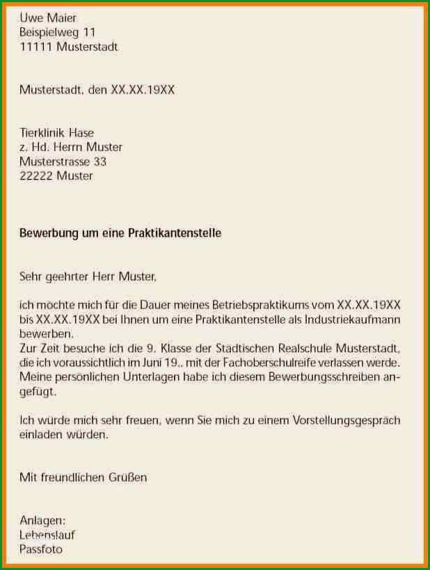 bewerbung praktikum kindergarten 9 klasse vorlage grosartig 7 bewerbungsschreiben lebenslauf friendsstore