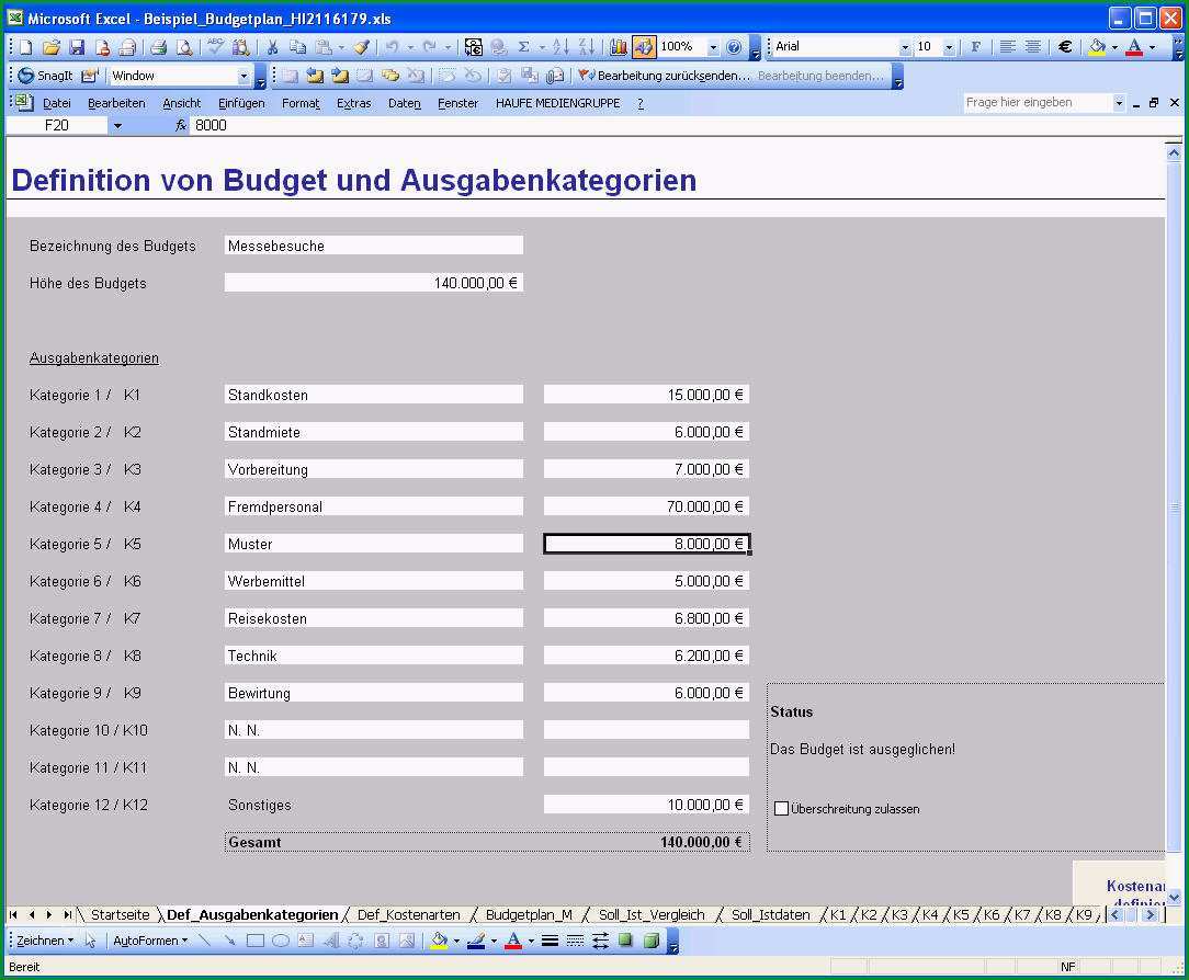 bud planung excel