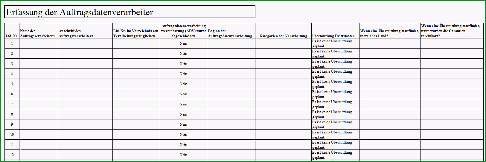 excel tool verzeichnis verarbeitungstaetigkeiten