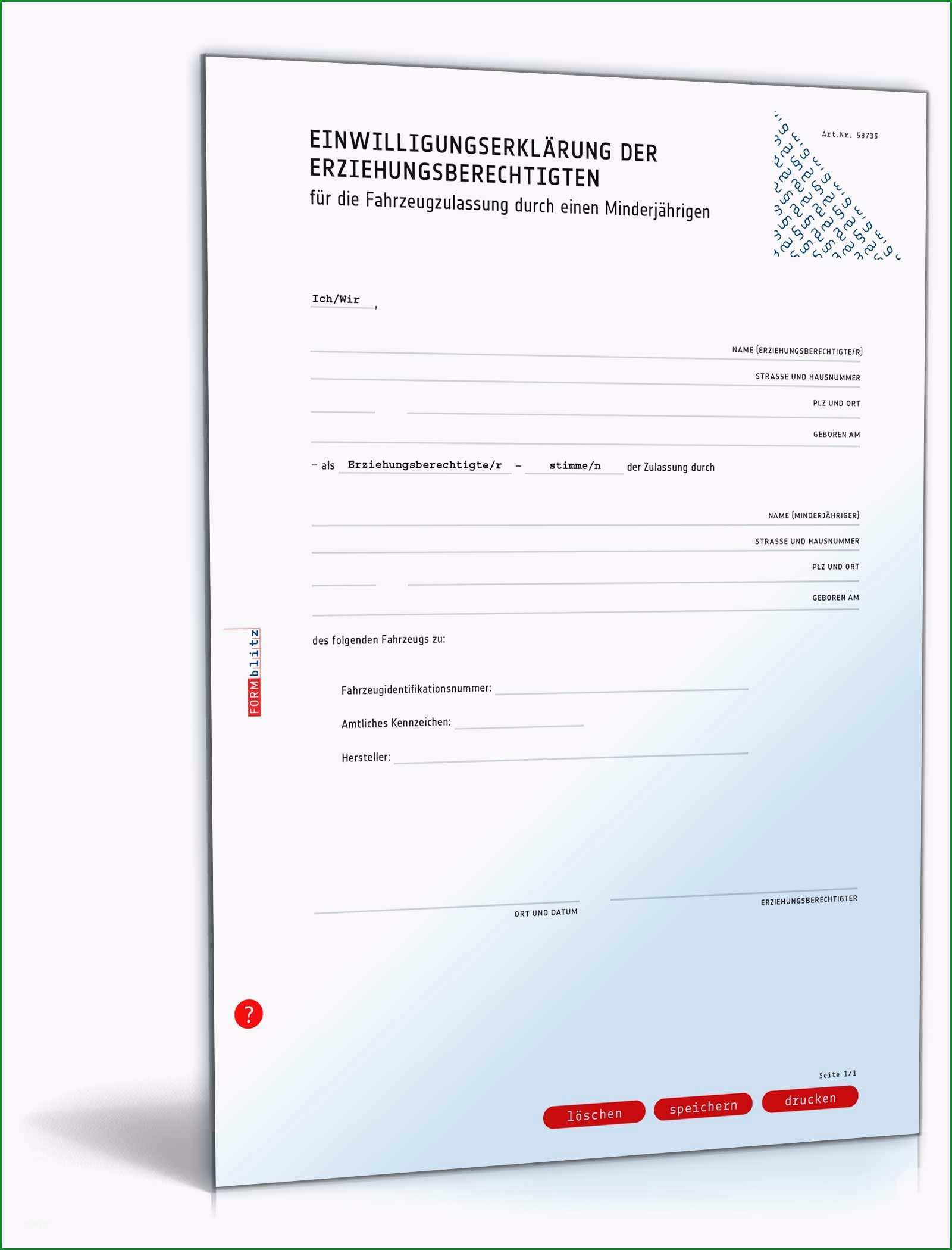 einwilligungserklaerung zur zulassung eines fahrzeugs