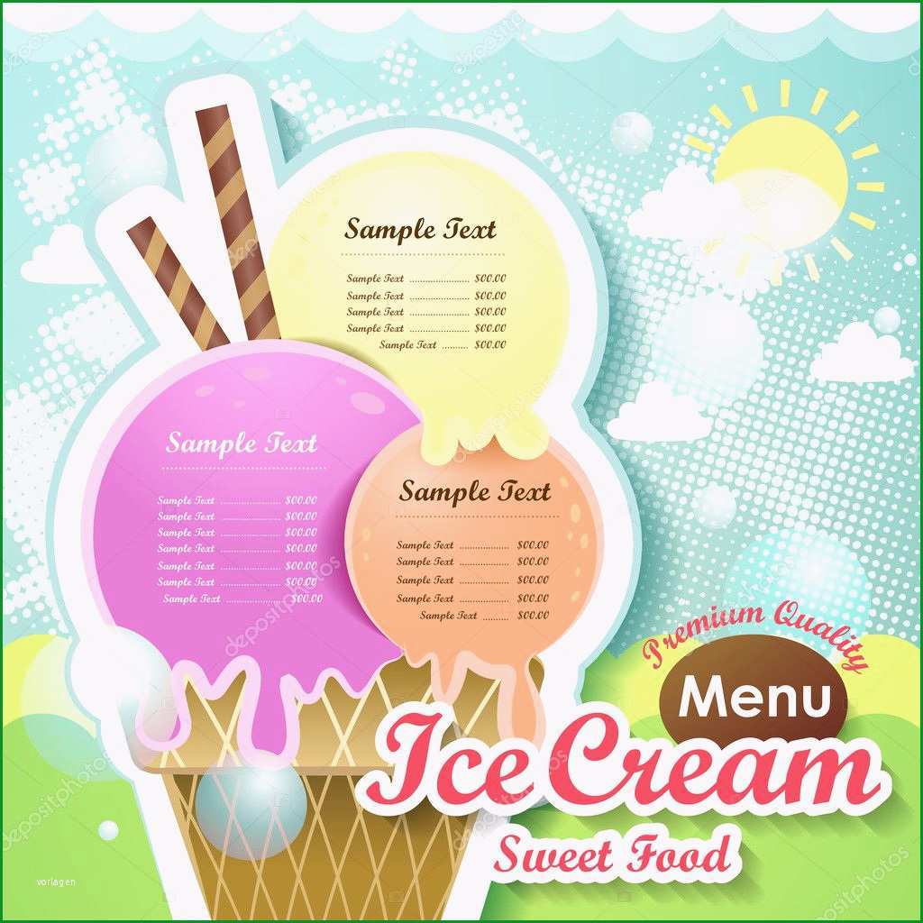 stock illustration ice cream menu cover