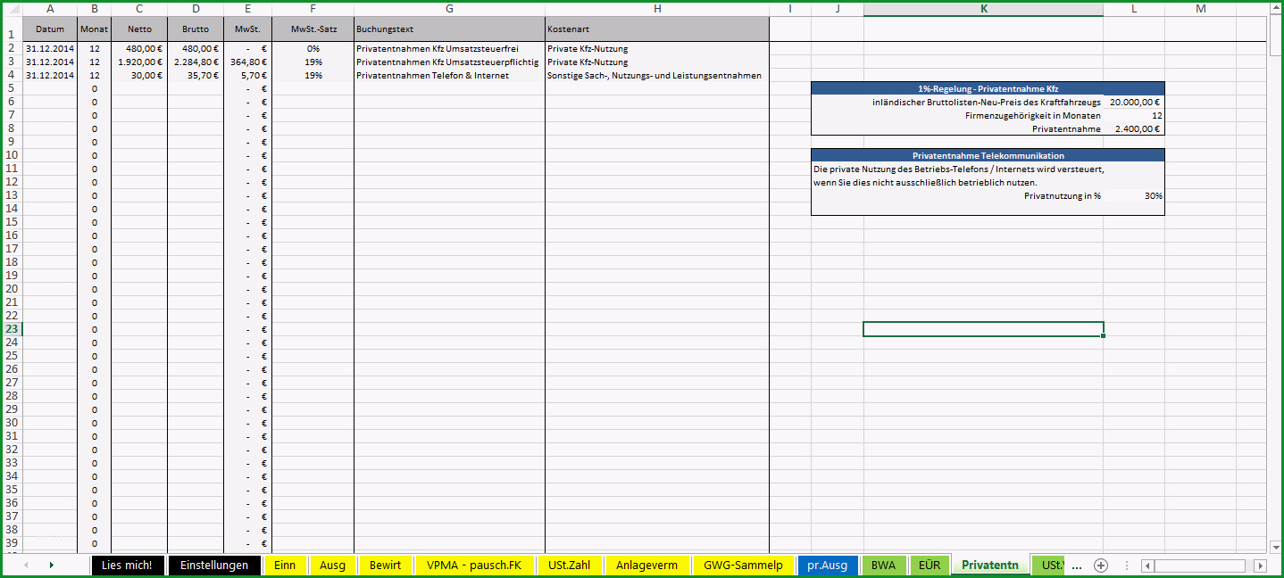 einnahmenueberschussrechnung vorlage excel openoffice