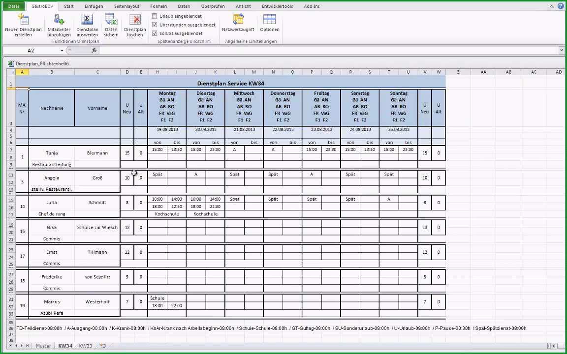 excel vorlage personalplanung