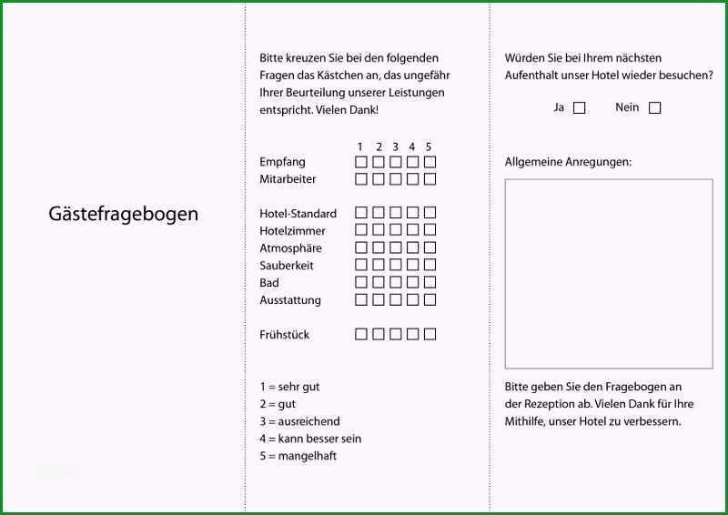 gaestefragebogen vorlage bzw hotel fragebogen fuer ihr business