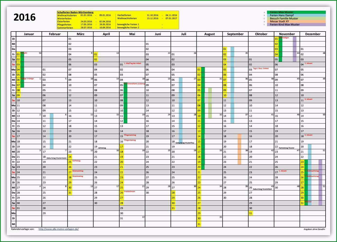 kalender excel vorlage