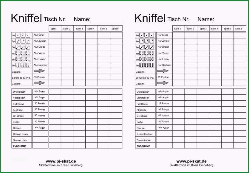 kniffelblock zum ausdrucken