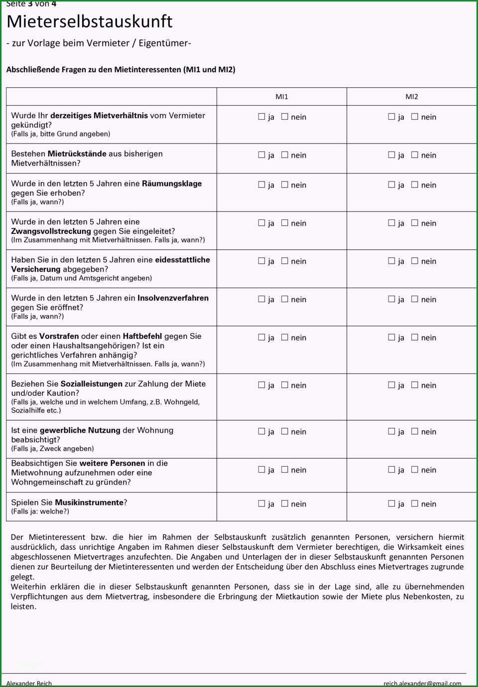 Mieterselbstauskunft zur vorlage beim vermieter eigentuemer seite 1 von 4 bechsteinstr 10 koeln 2 og mitte