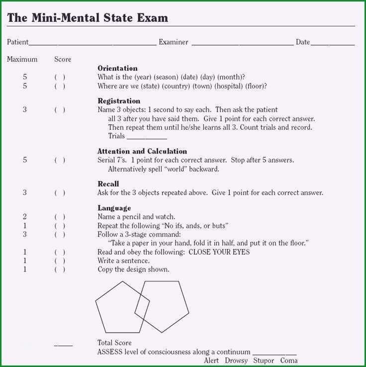 mini mental test vorlage