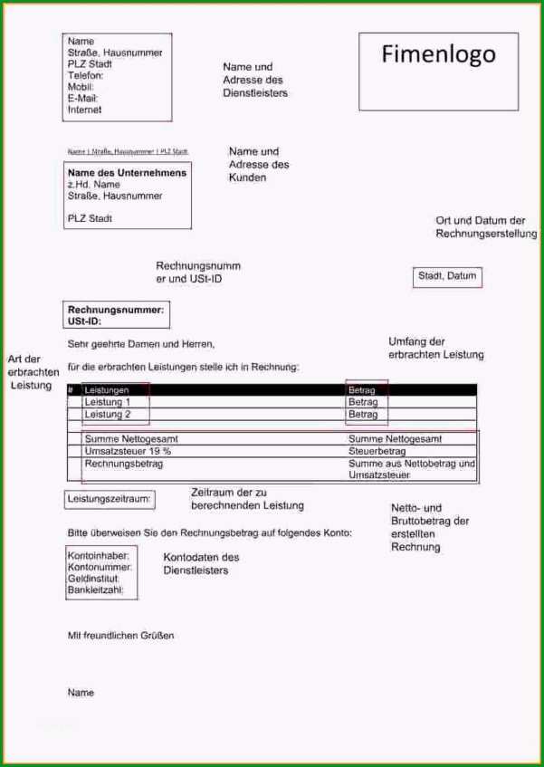 privatrechnung ohne mwst vorlage