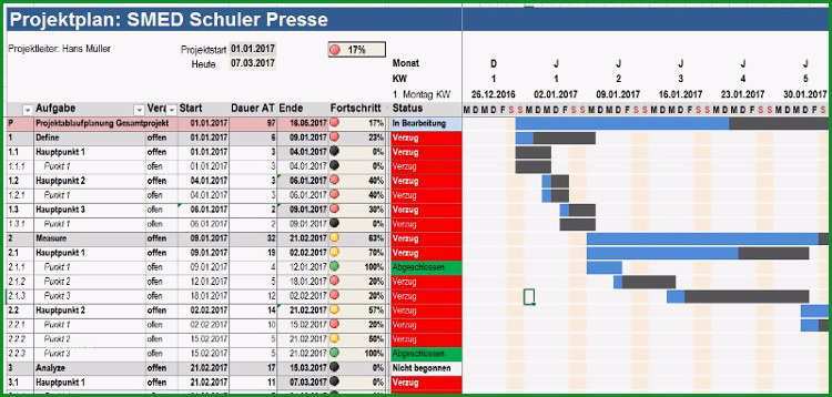 projektplan excel vorlage