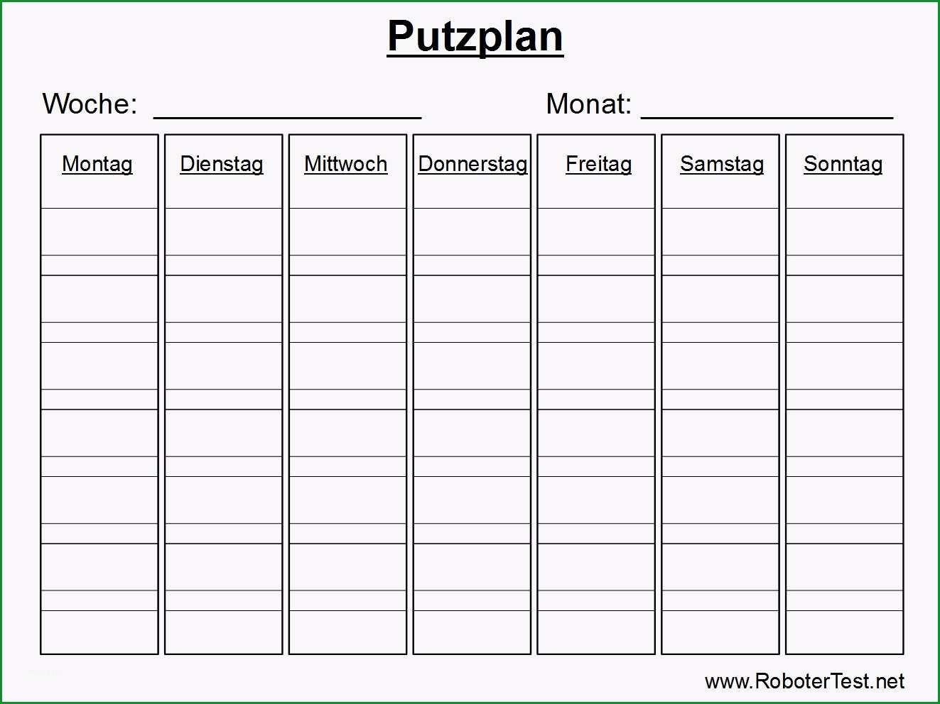 putzplan vorlage zum ausdrucken