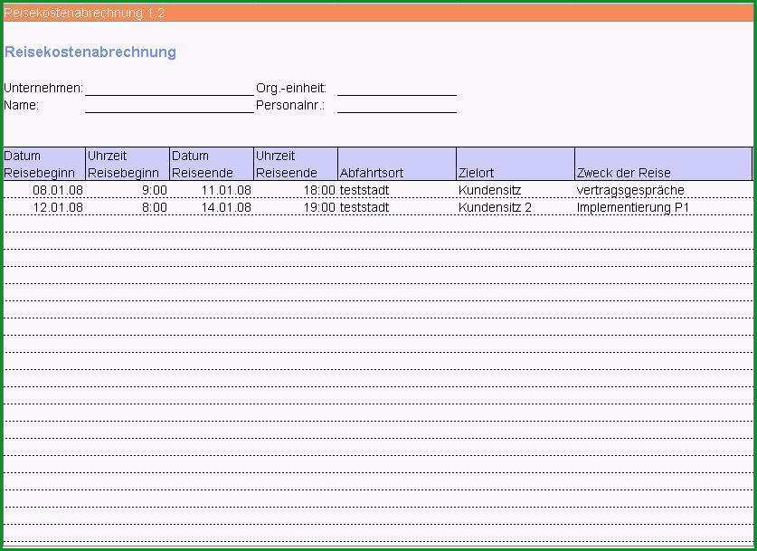 Reisekosten Abrechnung Excel Tool