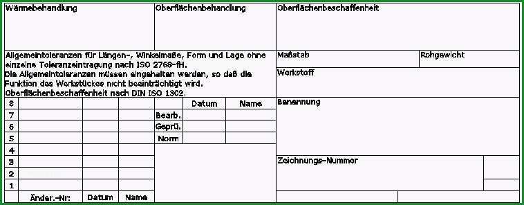 Hervorragen Schriftfeld Technische Zeichnung Vorlage A3 Schriftfeld