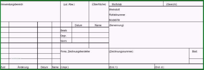 Hervorragen Unglaubliche Schriftfeld Din En iso 7200 Vorlage