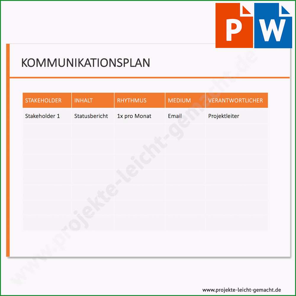 vorlage kommunikationsplan