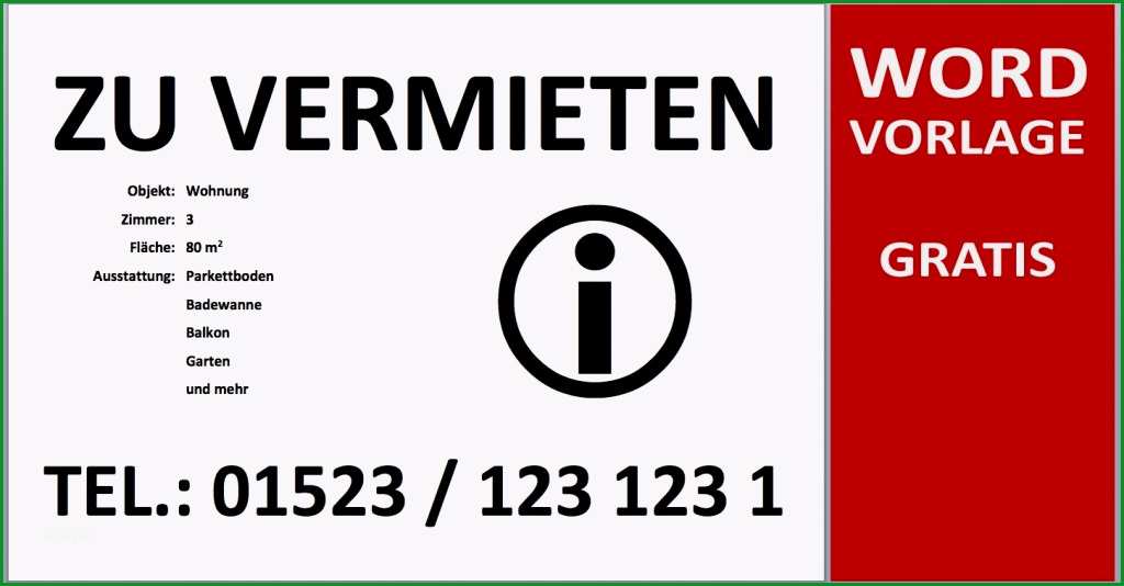 vorlage schild zu vermieten