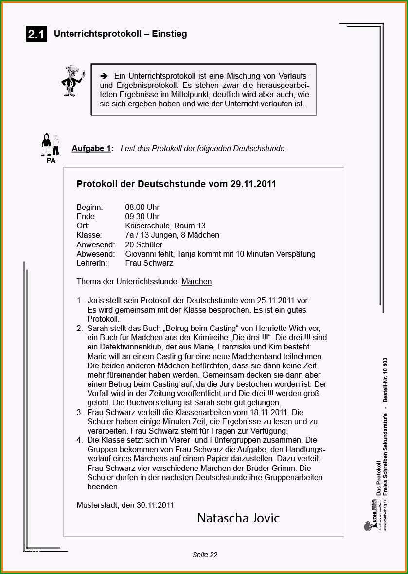 11 protokoll schreiben beispiel