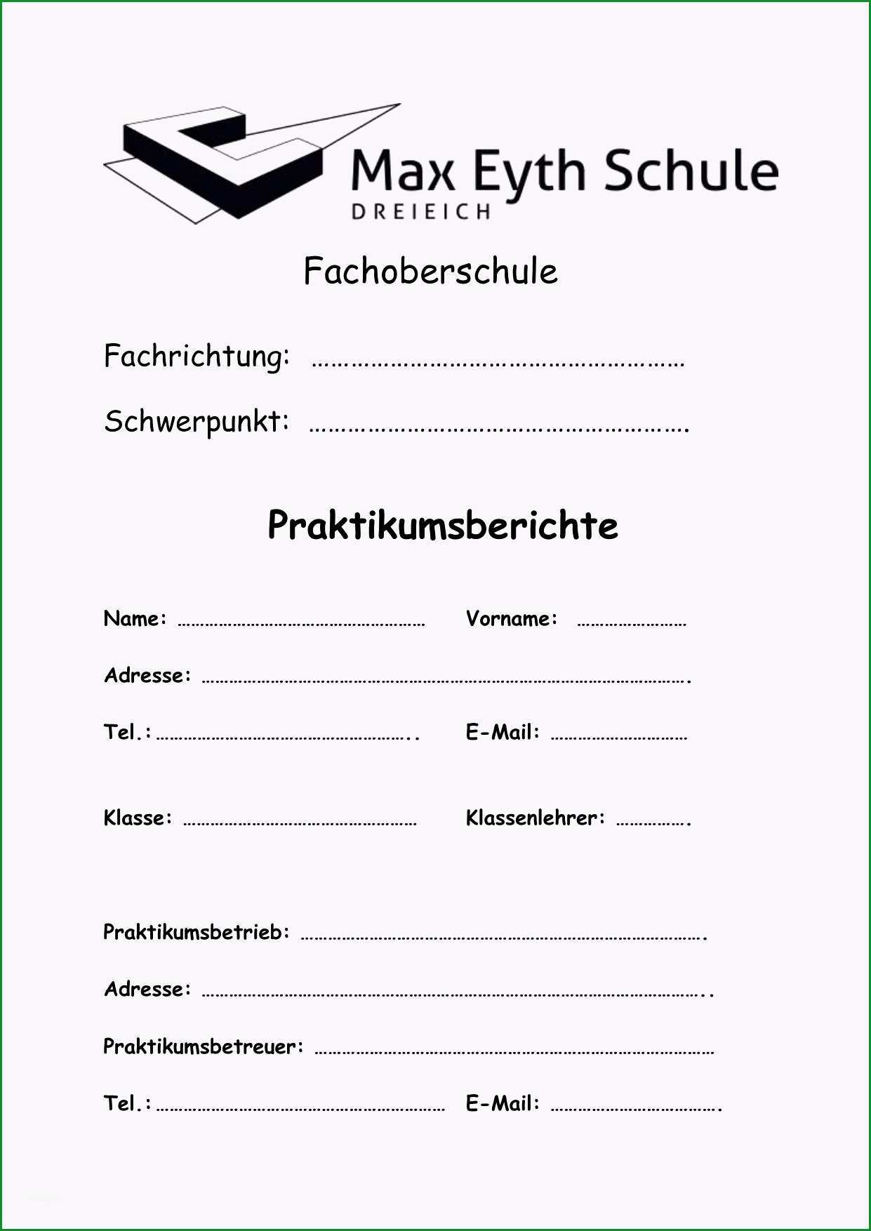 12 praktikumsbericht deckblatt vorlage word