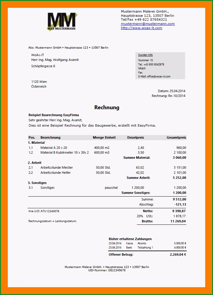 7 handwerkerrechnung muster vorlage