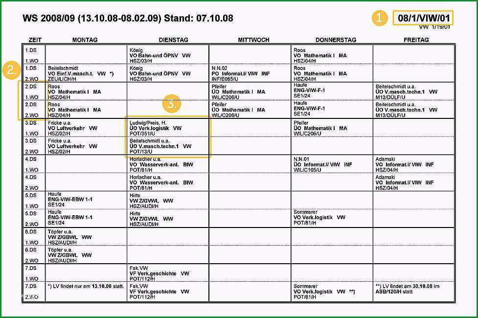 7 uni stundenplan vorlage