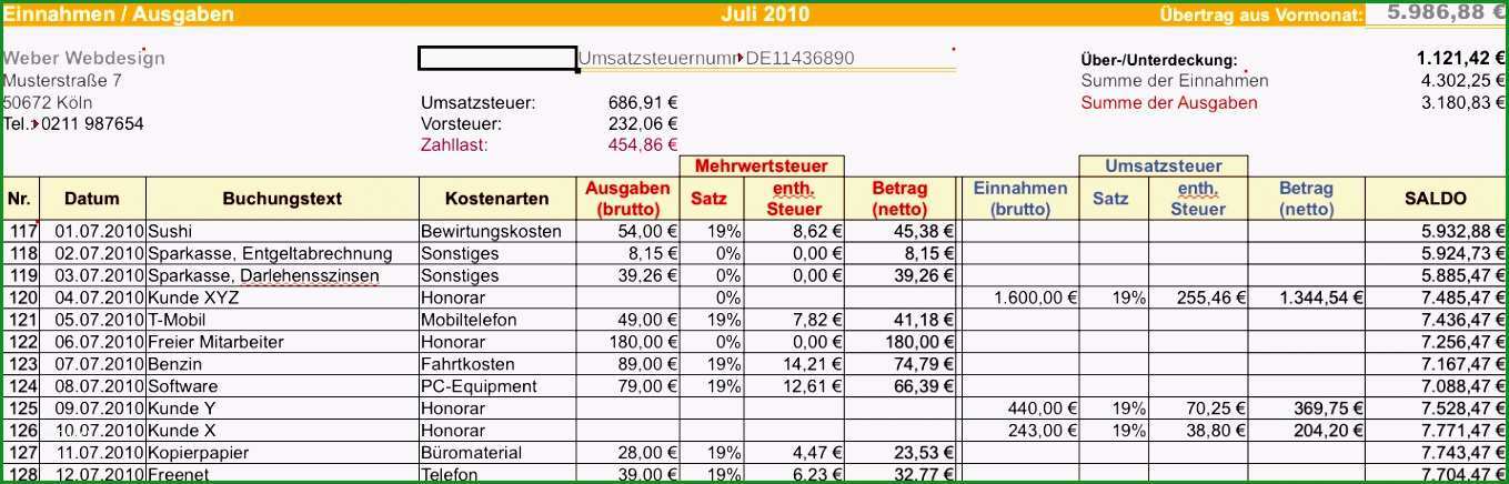 9 einnahmen ausgaben rechnung vorlage leicht 2