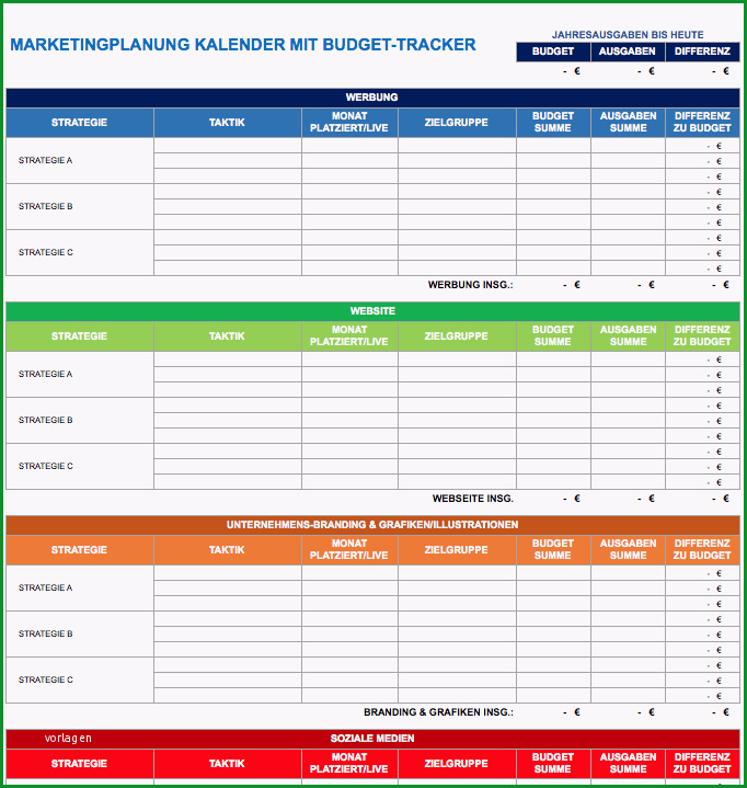 kostenlose Excel Vorlagen fuer Marketingkalender