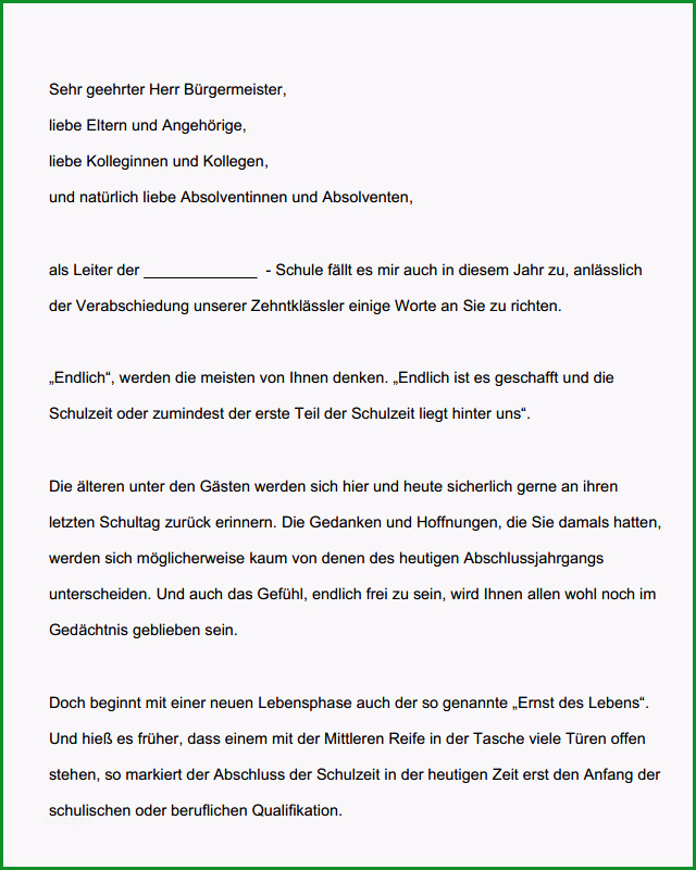 abschlussrede mittlere reife schulleiter spricht