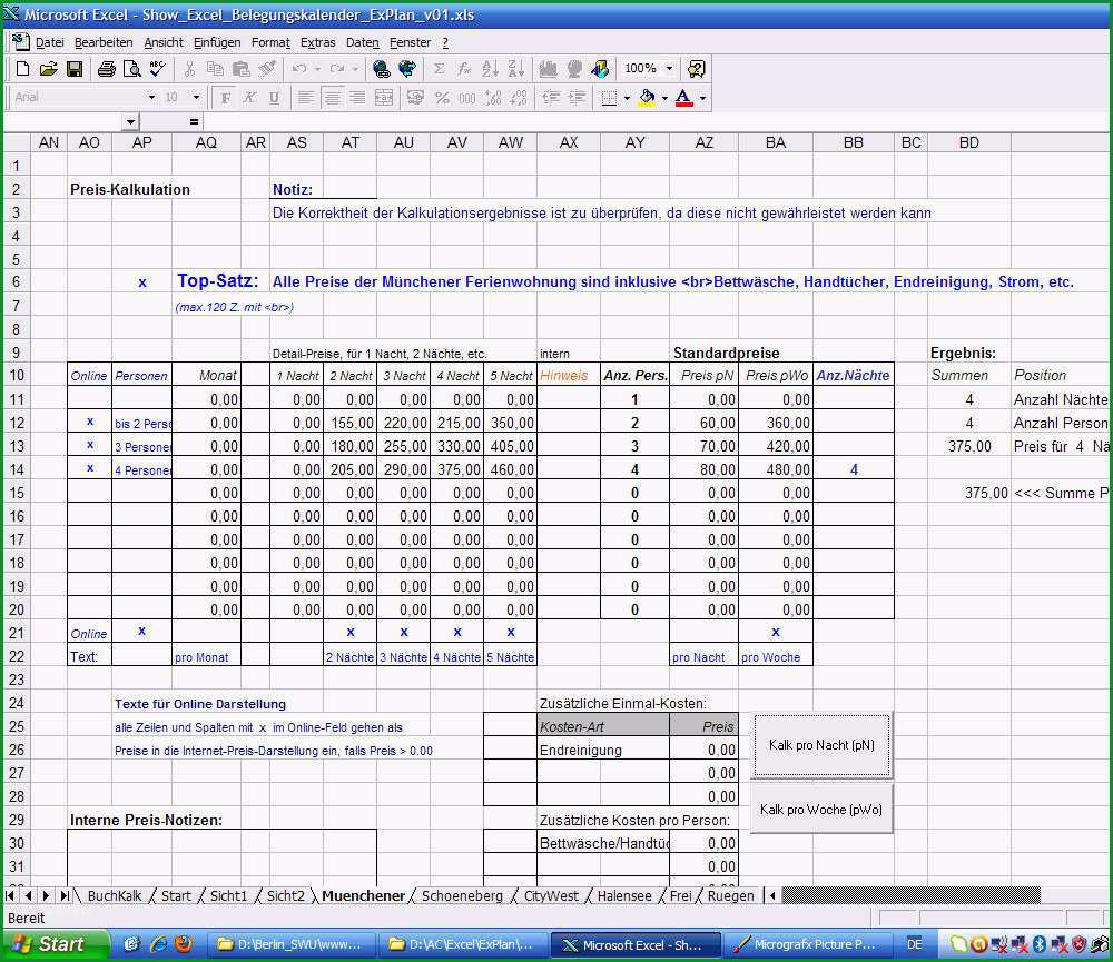 belegungsplan excel vorlage kostenlos