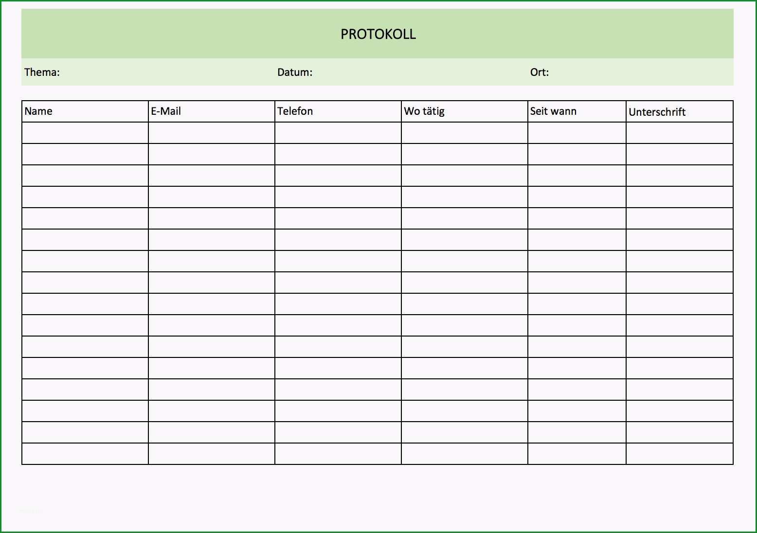 besprechungsprotokoll vorlage excel